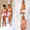 pink swimsuit bundle includes pink bikini top, bottom and cover up